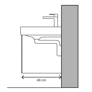 Exemple de lavabo à évacuation verticale